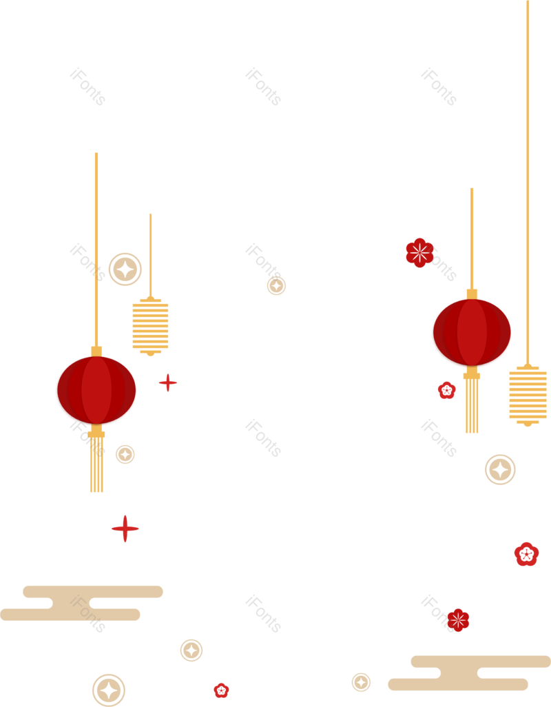 春节图片,挂饰元素,灯笼PNG,云纹免抠素材